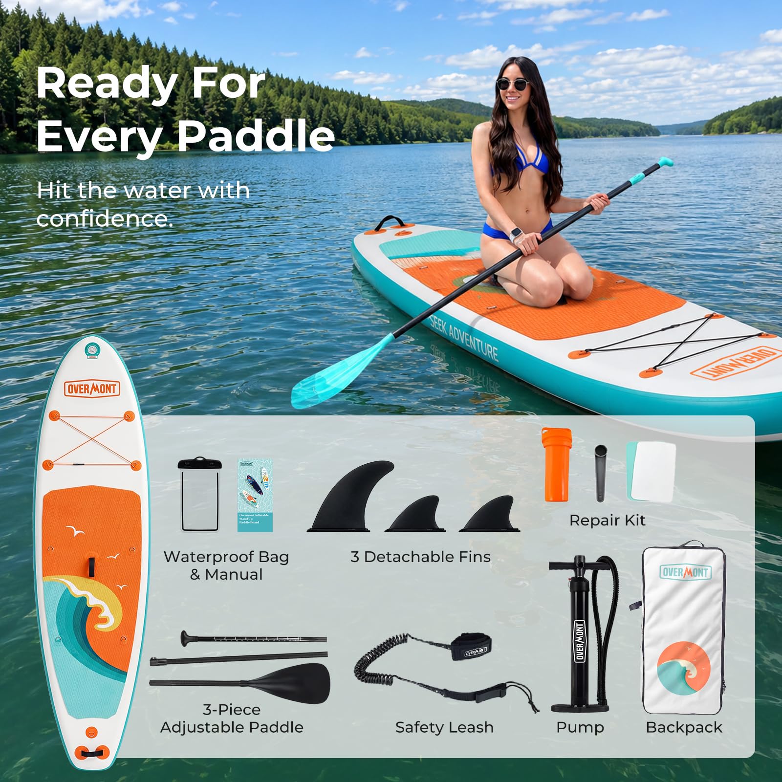 Overmont Inflatable Paddle Board 10'7