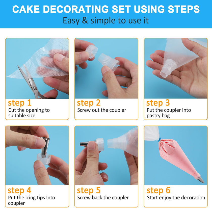 firstake Piping Bags and Tips Set - 100pcs 12 Inch Icing Bags with 14 Tips 🍁 All In One Marketplace Canada