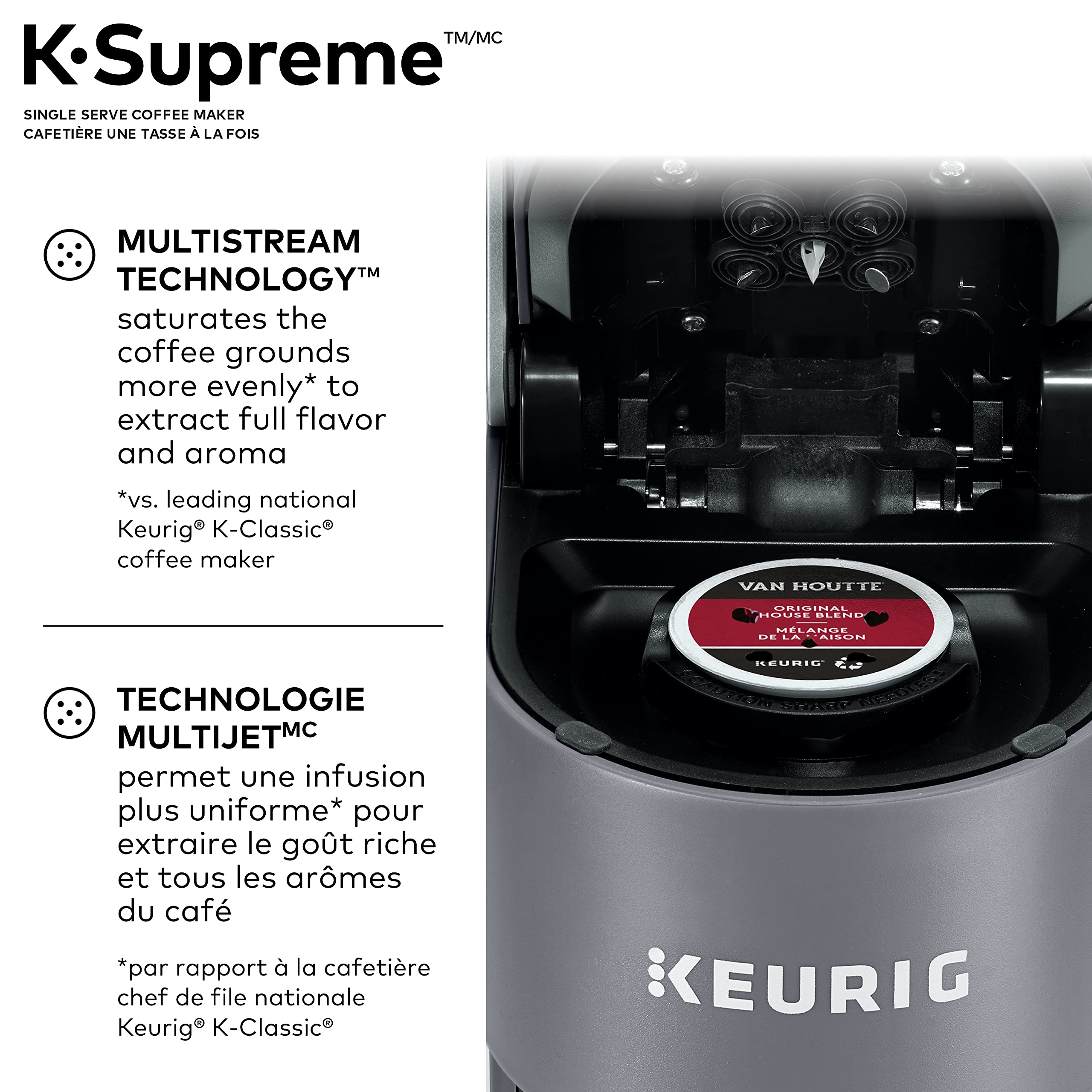 Keurig K-Supreme Single Serve K-Cup Pod Coffee Maker, With MultiStream Technology, Grey, 17.913in x 7.047in x 14.409in 🍁 All In One Marketplace Canada