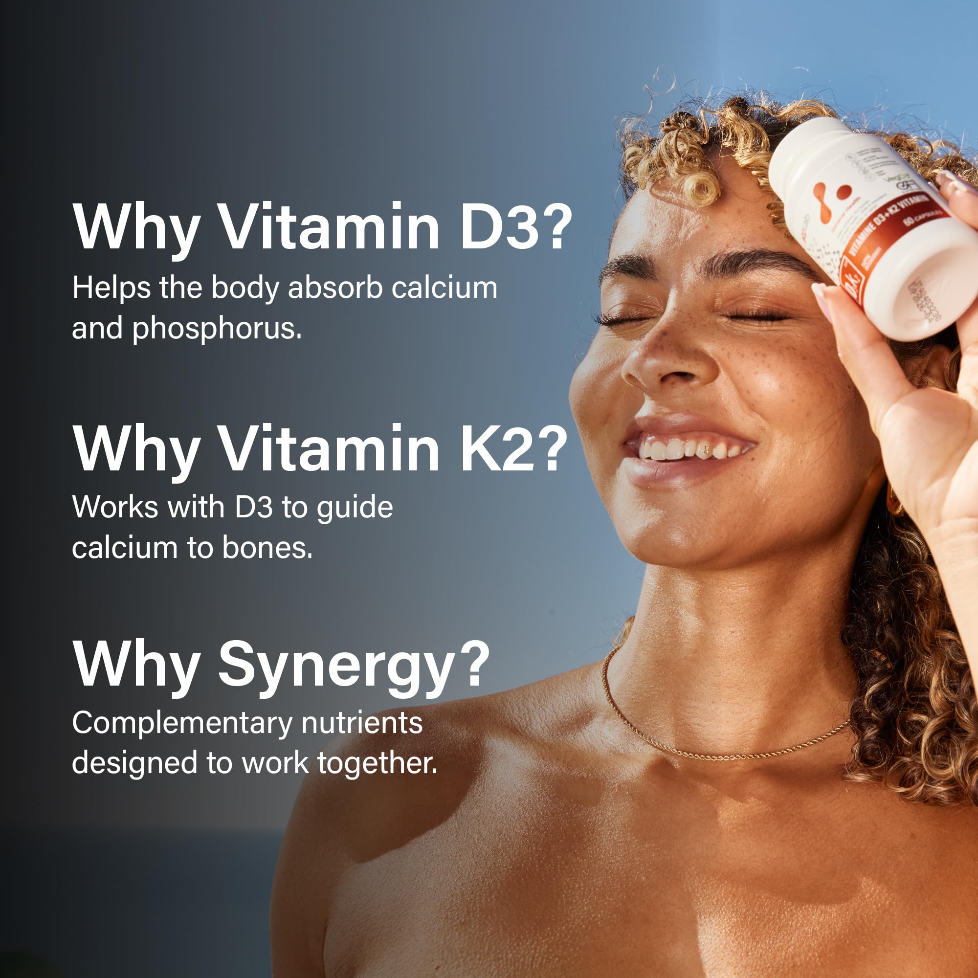 ATP LAB Vitamin D3K2 Supplement - 60 Vegetarian Capsules - 60 Day Supply - Plant-Based K2 MK-7 60 mcg & D3 1000 IU - Supports Bone & Teeth Health 🍁 All In One Marketplace Canada