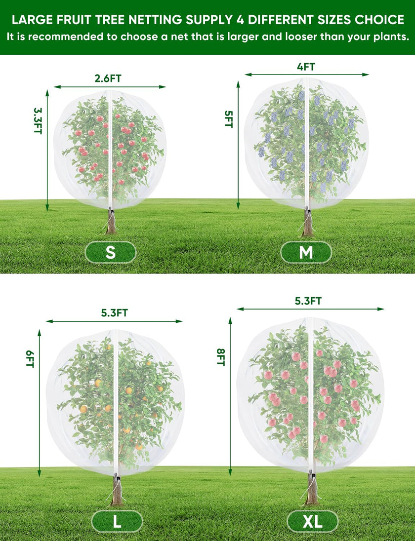 4Pack Garden Fruit Tree Netting for Cicadas with Zipper 150 x 120cm Garden Bird Mesh Netting for Blueberry Bushes with Drawstring,Insect Plant Protection Mesh Net Bags for Tomato,Cicada,Animals 🍁 All In One Marketplace Canada