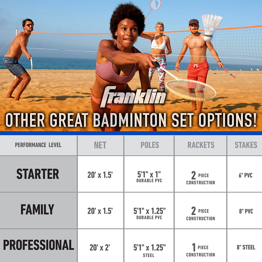Franklin Sports Badminton Set - Portable Badminton Set - Adult and Kids Badminton Net - Perfect Backyard/Lawn Game - Includes 4 Badminton Racquets - Recreational 🍁 All In One Marketplace Canada