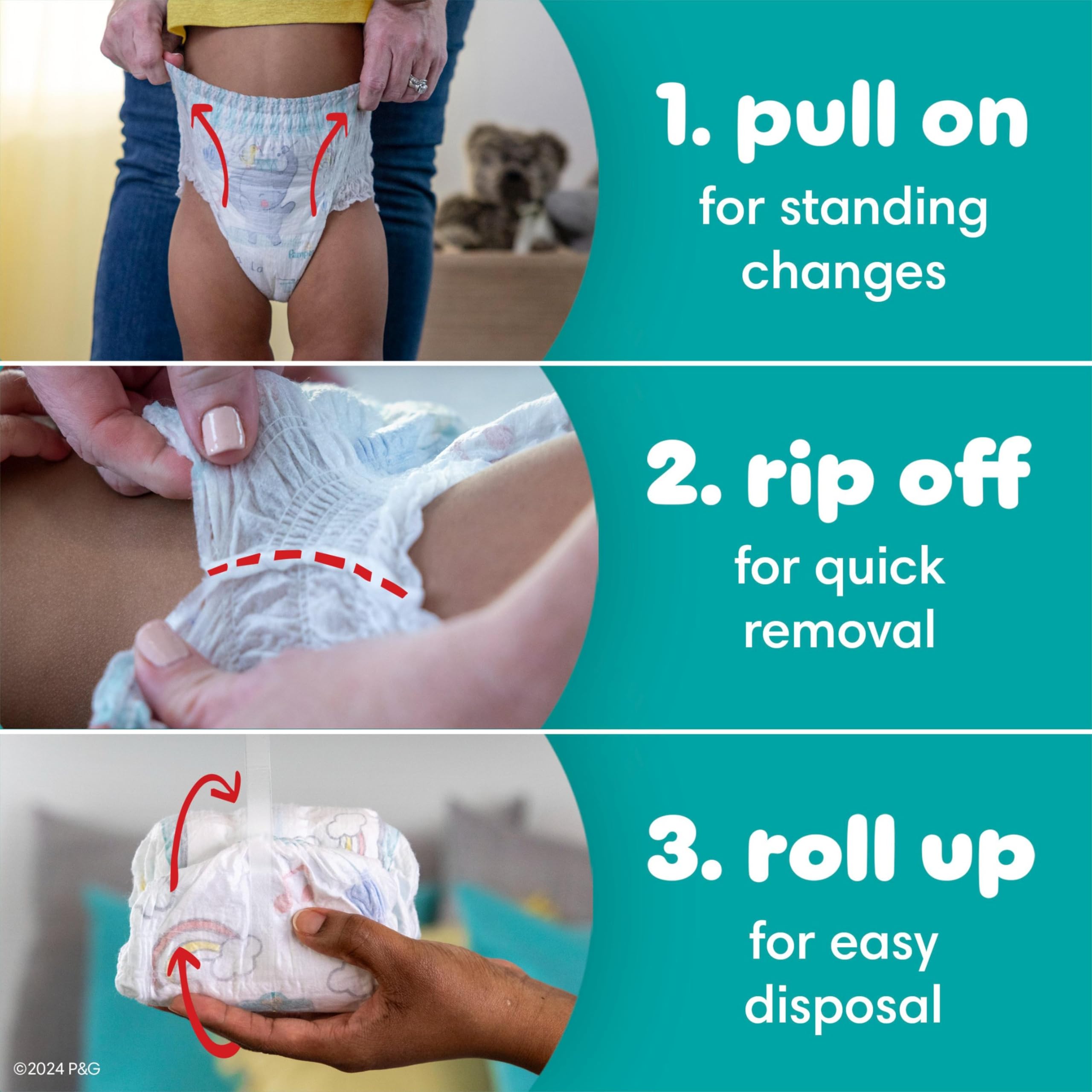 Pampers Diapers - Swaddlers 360 degrees - Size 3, 156 Count, up to 100% Leakproof Comfy Dry Fit, EZ Off Tabs Designed for Easy Changes, Pull On Diaper 🍁 All In One Marketplace Canada