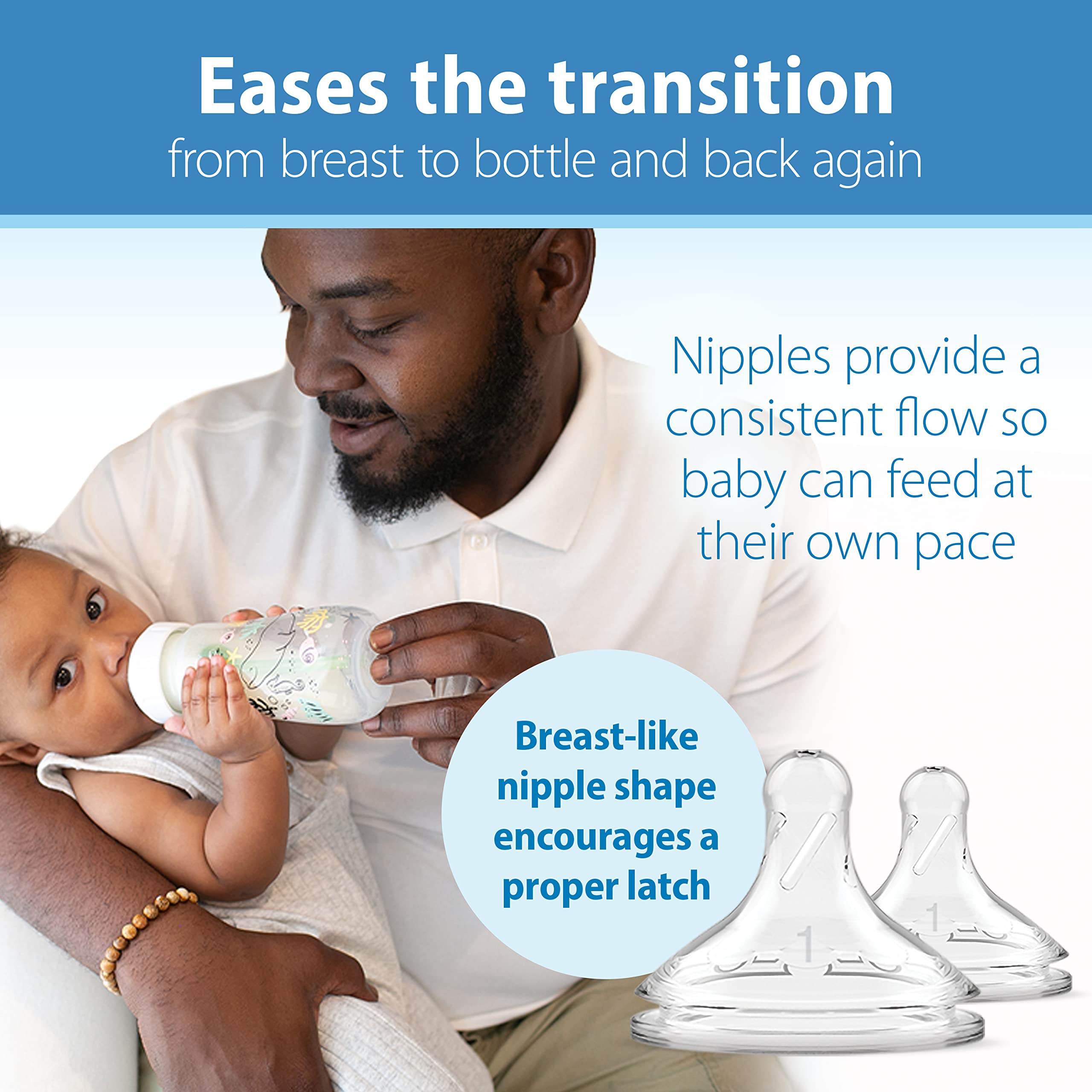 Dr. Brown’s Natural Flow Anti-Colic Options+ Wide-Neck Baby Bottle Designer Edition Bottles, Ocean Decos, 9 oz/270 mL, Level 1 Nipple, 2-Pack, 0m+ 🍁 All In One Marketplace Canada