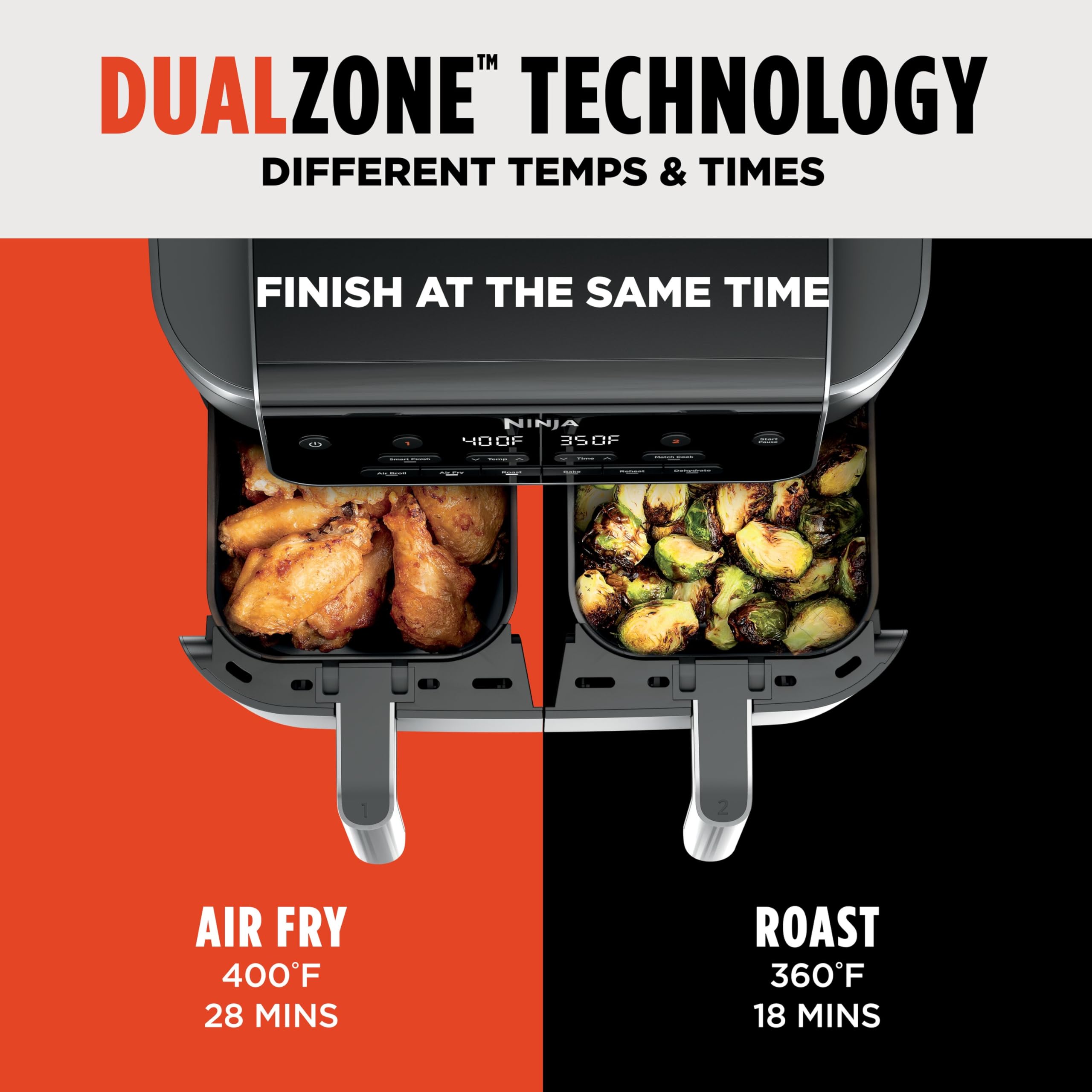 Ninja® 8‑Qt DualZone™ Air Fryer with 2 Independent Baskets, Smart Finish, Match Cook, 6‑in‑1 Family‑Size Cooking, DZ801C (Canadian Version) 🍁 All In One Marketplace Canada