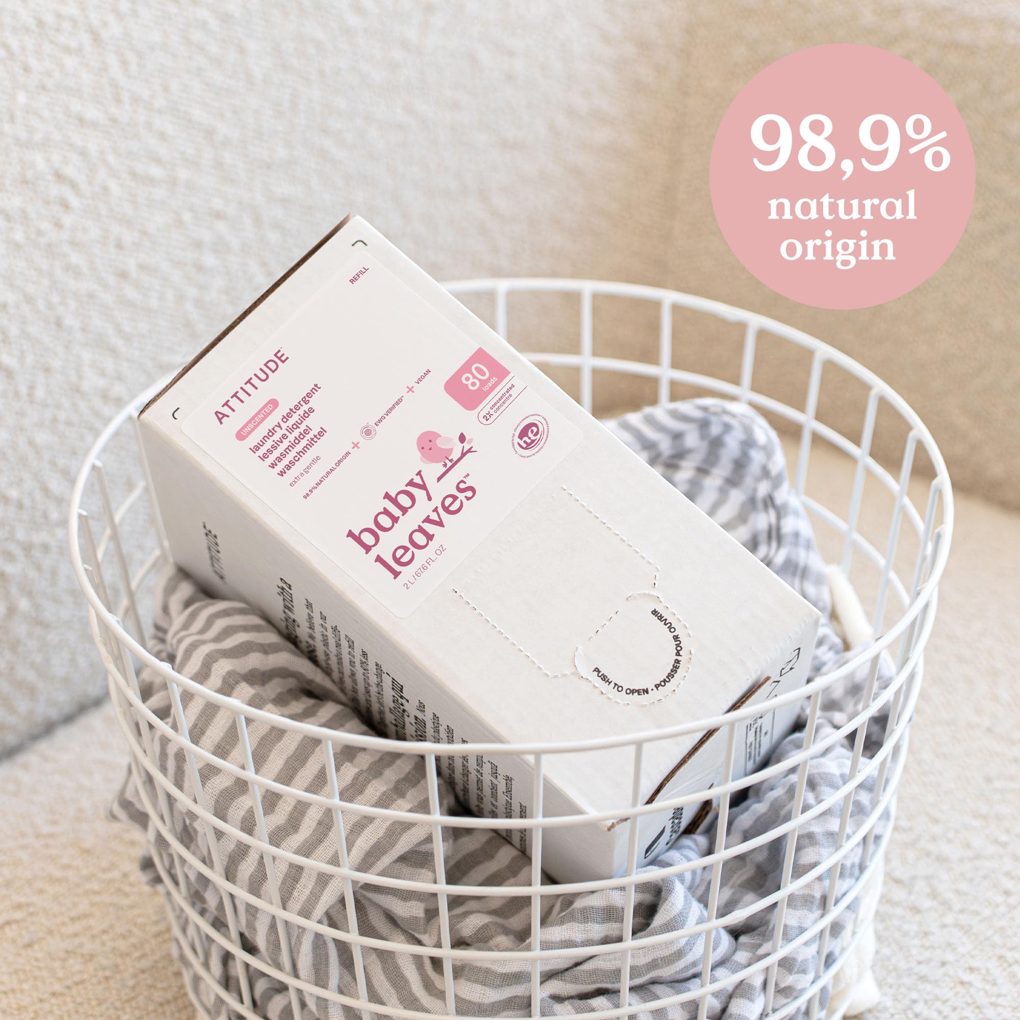 ATTITUDE Baby Laundry Detergent Refill, Unscented HE Compatible Liquid, Extra Gentle, Concentrated, EWG Verified, Dermatologist Tested, Vegan, 80 Loads, 2 Liters 🍁 All In One Marketplace Canada
