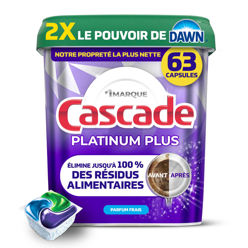 Cascade Platinum Plus Dishwasher Detergent Pods, Dish Detergent Soap, Fresh Scent, 63 Count 🍁 All In One Marketplace Canada
