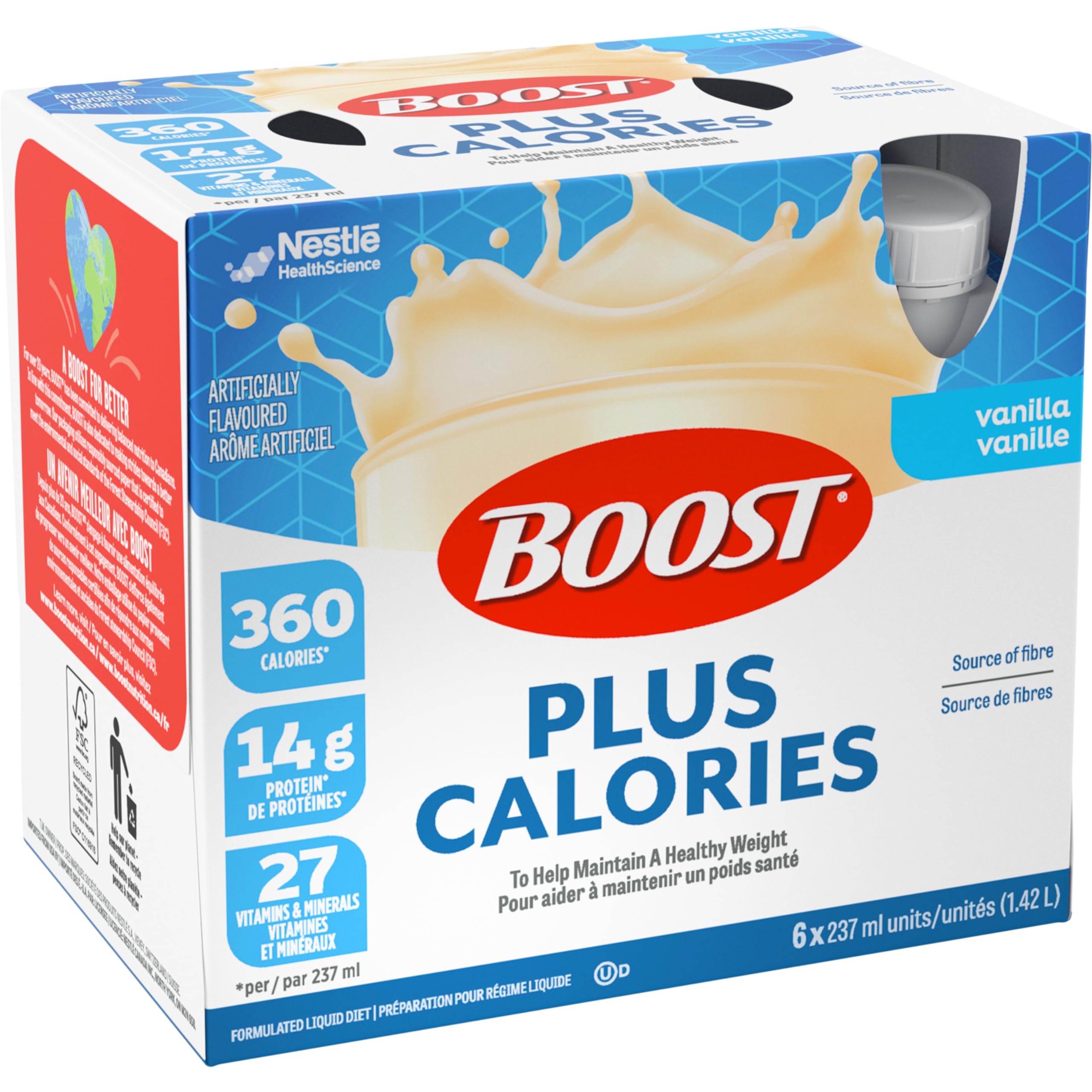 BOOST PLUS Complete Nutrition Drink, Vanilla, 6x237ml Bottles, Case Pack of 4, Packaging May Vary 🍁 All In One Marketplace Canada