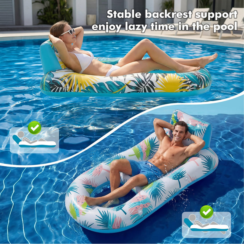cngg v Pool Floaties for Adults,Inflatable Float Heavy Duty, Backrest & Footrest Pool Float Pool Rafts for Adults Beach Lake Party 2 Pack 🍁 All In One Marketplace Canada
