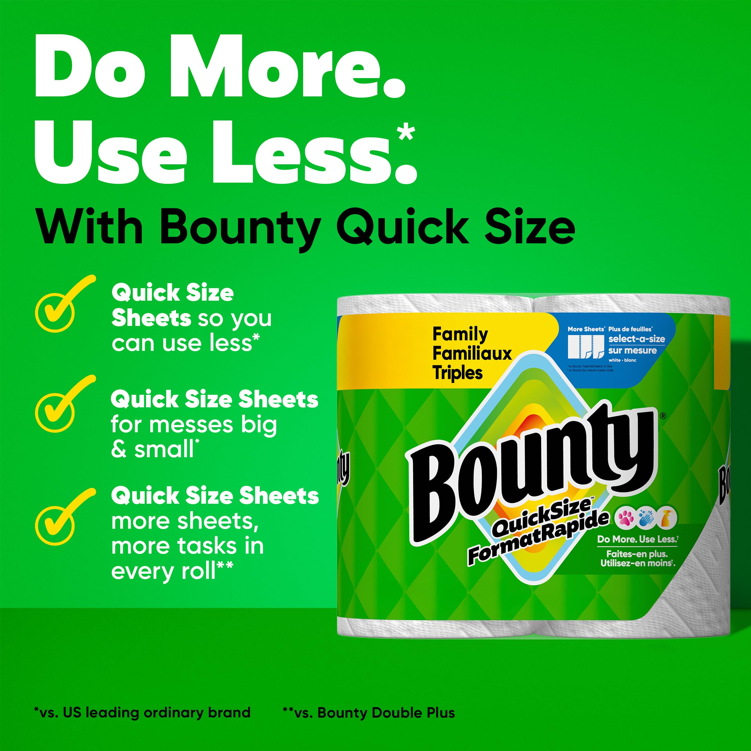 Bounty Paper Towels Quick-Size, White, 8 Family Triple Rolls = 27 Regular Rolls 🍁 All In One Marketplace Canada