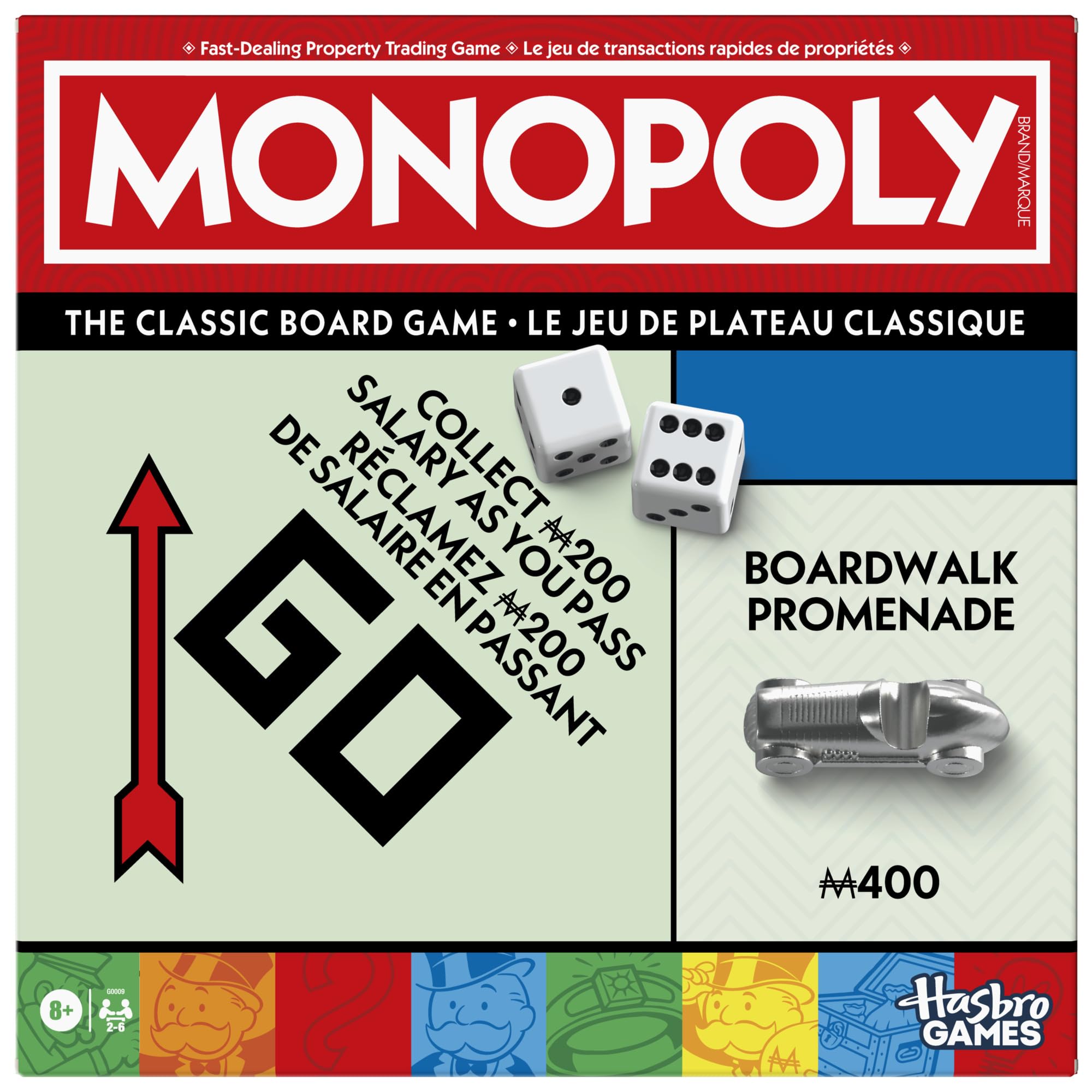 Monopoly Board Game | Classic Game with Storage Tray and Larger Tokens | Ages 8+ | 2 to 6 Players | Family Games for Kids and Adults | Kids Gifts (English & French) 🍁 All In One Marketplace Canada