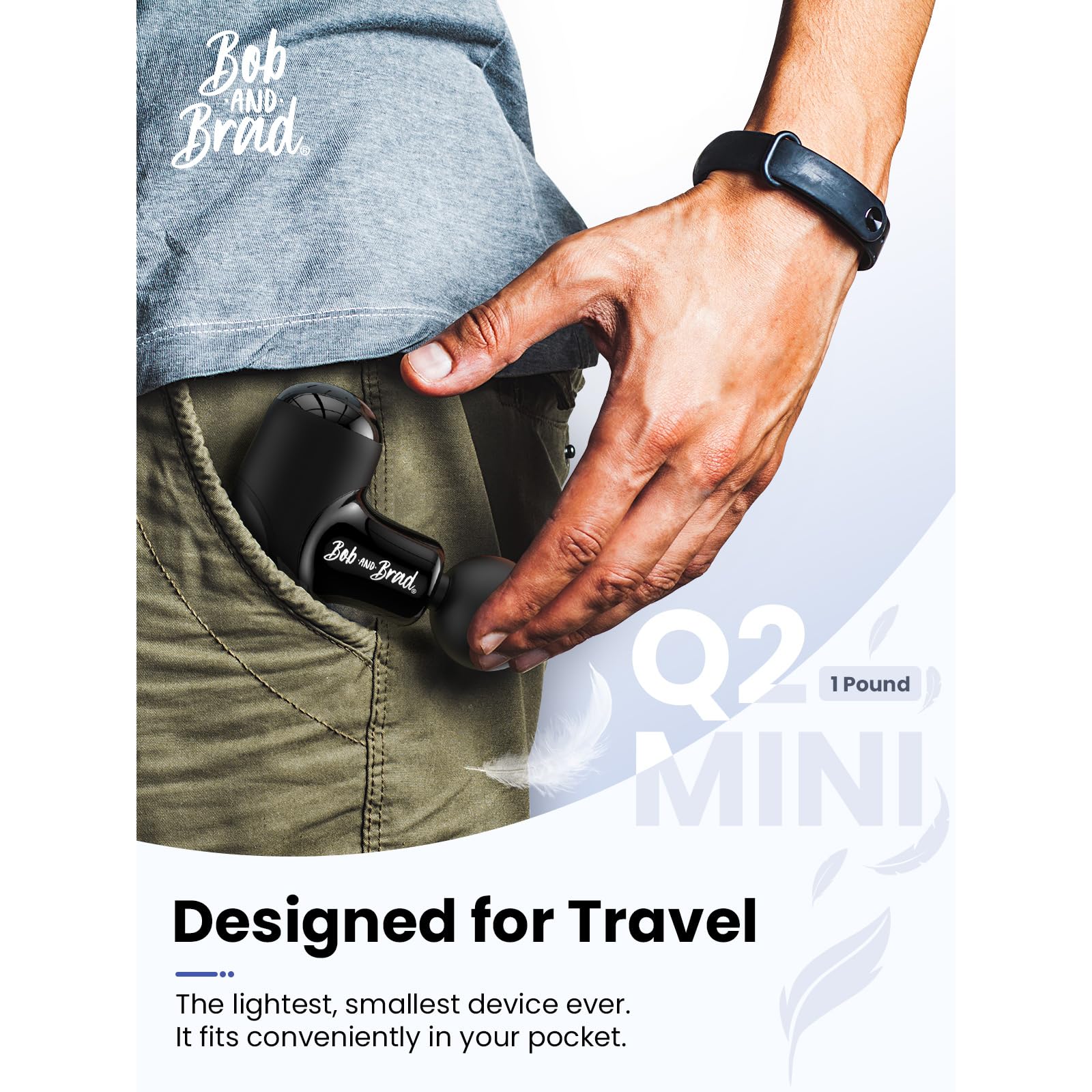 BOB AND BRAD Q2 Mini Massage Gun, Powerful Pocket-Sized Massager, Portable Muscle Massage Gun, Ultra Small & Quiet Massager with Carry Case for On The Go Usage, Gifts for Women Men Athletes (Black) 🍁 All In One Marketplace Canada