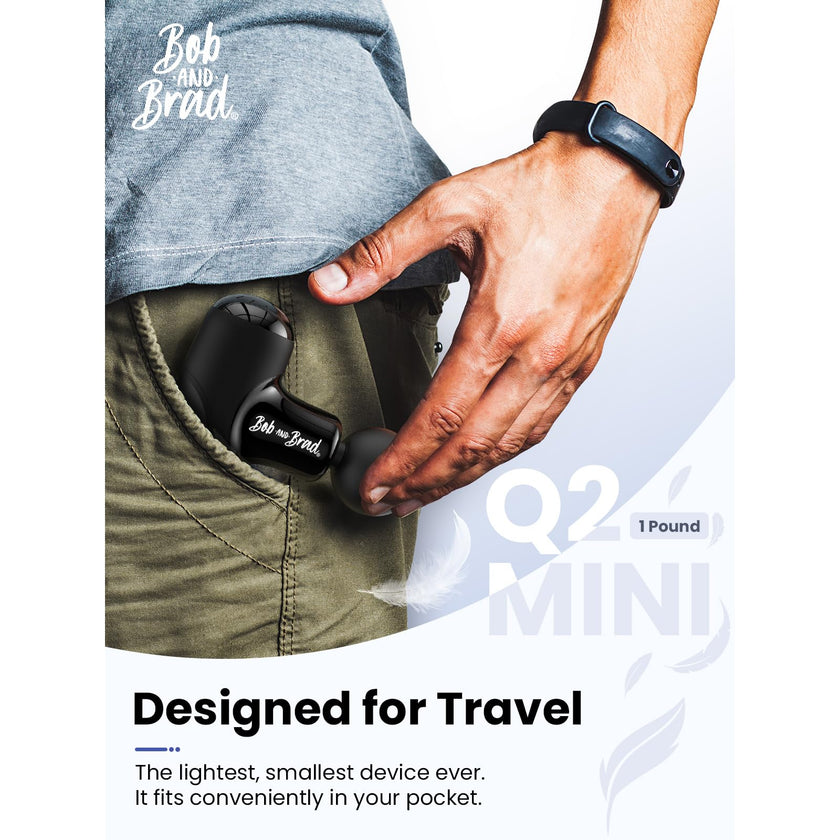 BOB AND BRAD Q2 Mini Massage Gun, Powerful Pocket-Sized Massager, Portable Muscle Massage Gun, Ultra Small & Quiet Massager with Carry Case for On The Go Usage, Gifts for Women Men Athletes (Black) 🍁 All In One Marketplace Canada