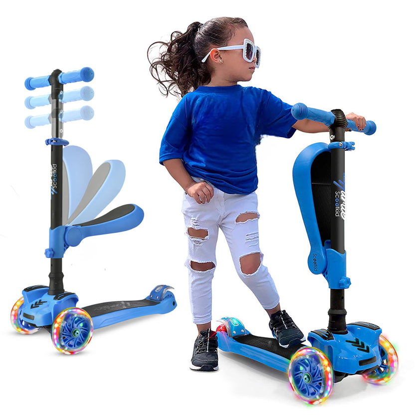 Hurtle - 3 Wheel Foldable Kick Scooter for Kids & Toddlers (Blue CA) 🍁 All In One Marketplace Canada