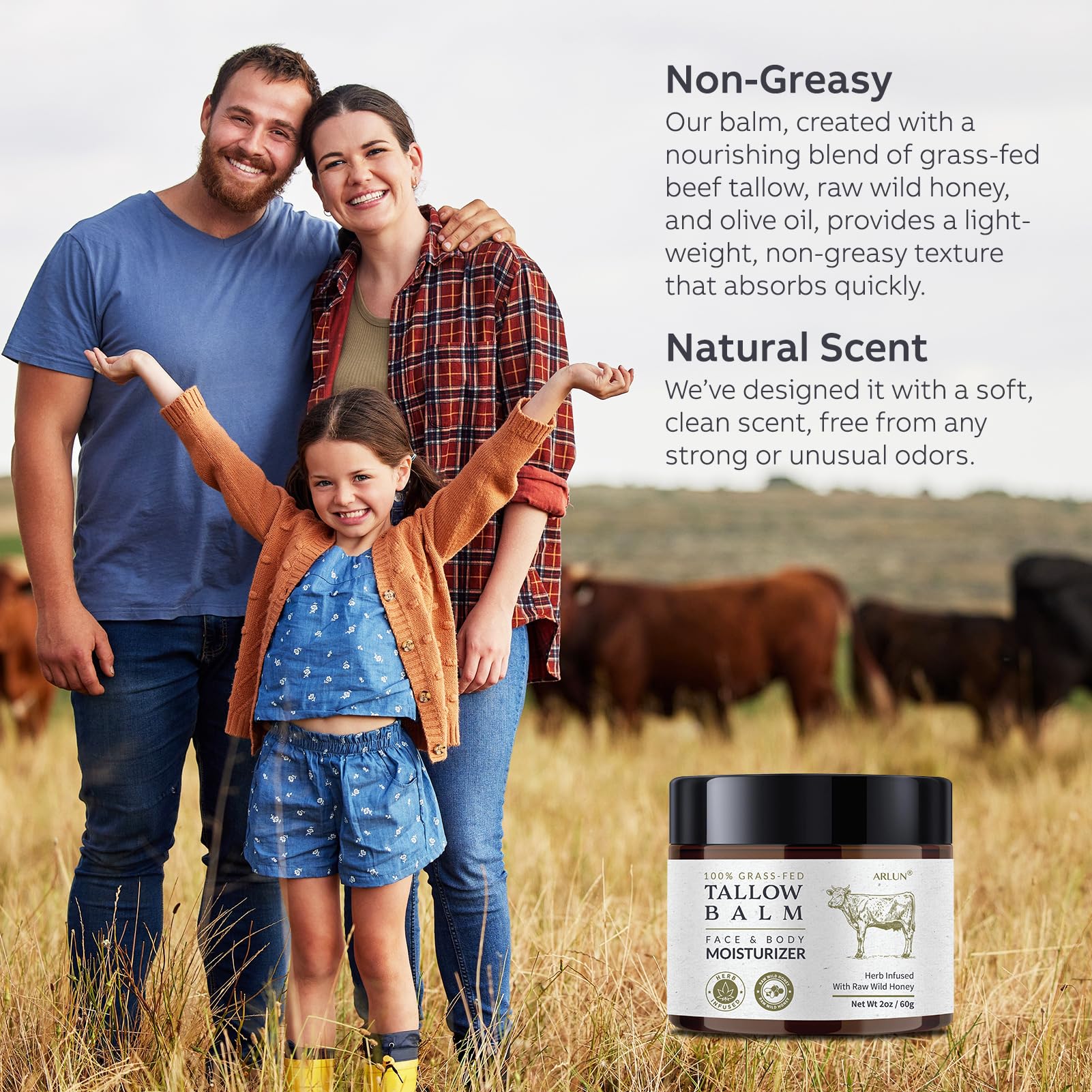 Beef Tallow and Honey Balm for Skin: Whipped Grass Fed Beef Tallow Balm Moisturizer with Raw Honey and Olive Oil for Face and Body - Natural Cow Fat Cream Unscented 🍁 All In One Marketplace Canada