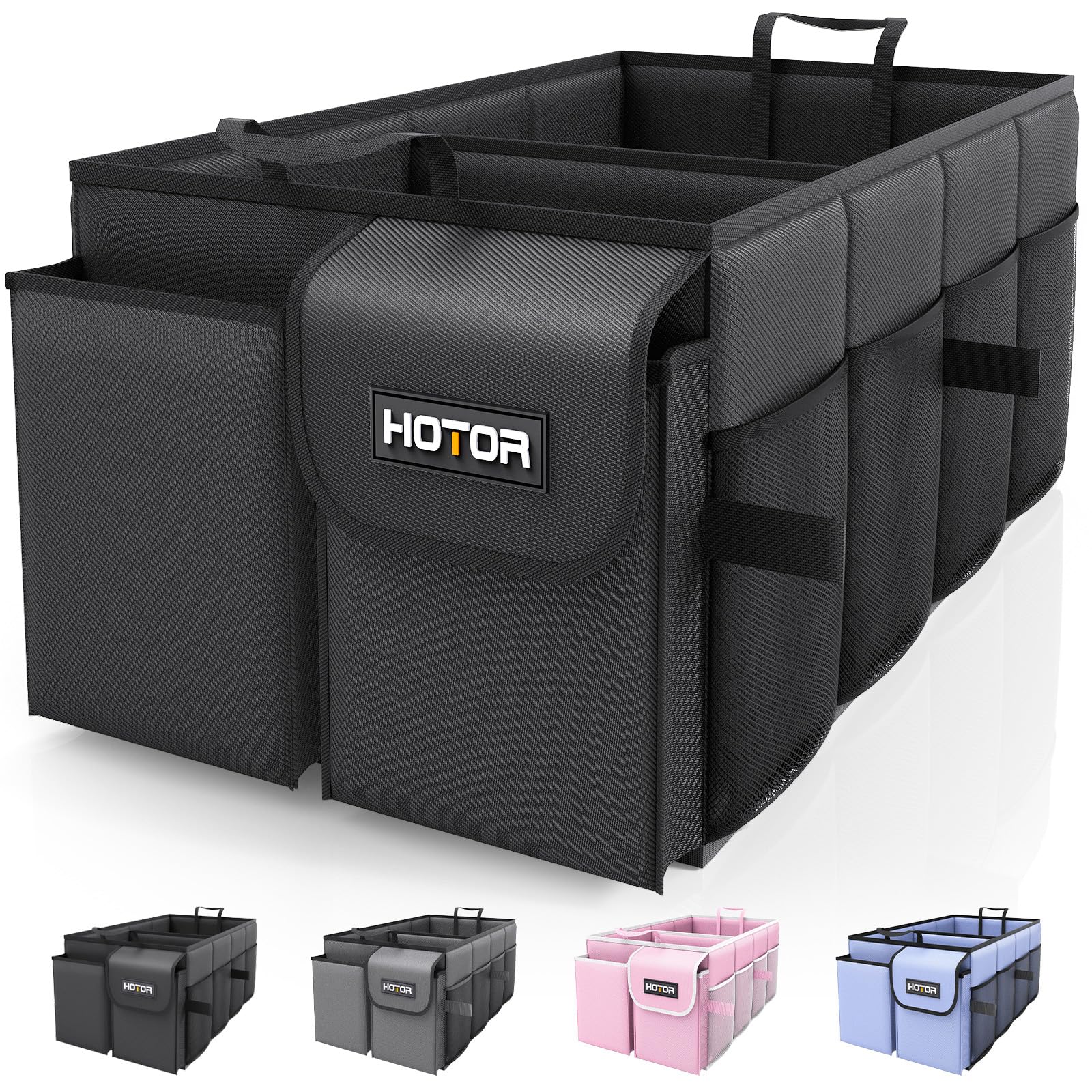 HOTOR Trunk Organizer - Car Organizer, Foldable Trunk organizer for SUVs & Sedans, Car Accessories, Tools, Sundries, 2 Compartments, Black 🍁 All In One Marketplace Canada
