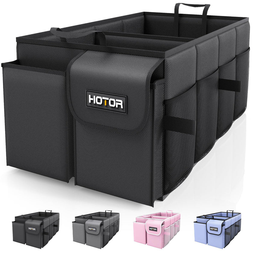 HOTOR Trunk Organizer - Car Organizer, Foldable Trunk organizer for SUVs & Sedans, Car Accessories, Tools, Sundries, 2 Compartments, Black 🍁 All In One Marketplace Canada
