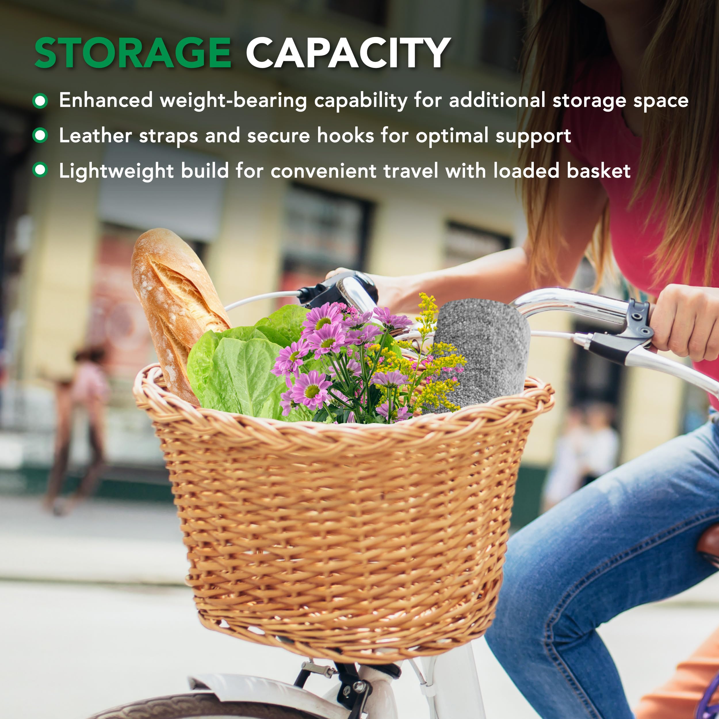 ProSource Wicker Bike Basket Front Cargo for Women and Men, Fits Most Bicycles, Beach Cruisers, Stationary Equipment, and Ebikes, Light Brown 🍁 All In One Marketplace Canada