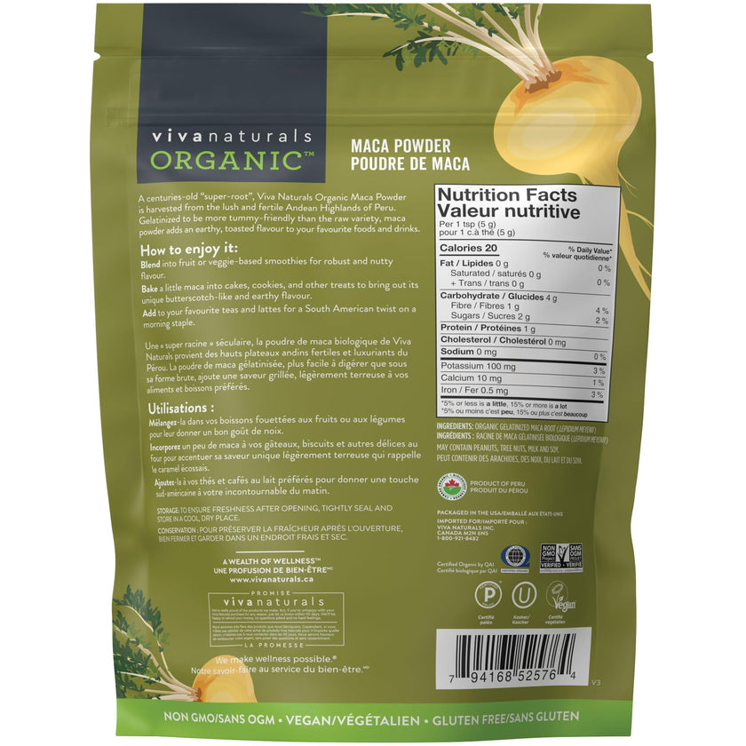 Viva Naturals Organic Maca Powder, Gelatinized Peruvian Maca Root Powder, Non-GMO, 1 lb 🍁 All In One Marketplace Canada