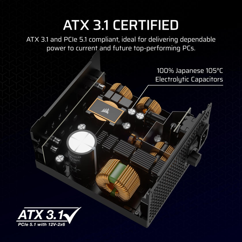 CORSAIR RM850x Fully Modular Low-Noise ATX Power Supply – ATX 3.1 Compliant – PCIe 5.1 Support – Cybenetics Gold Efficiency – Native 12V-2x6 Connector – Black 🍁 All In One Marketplace Canada
