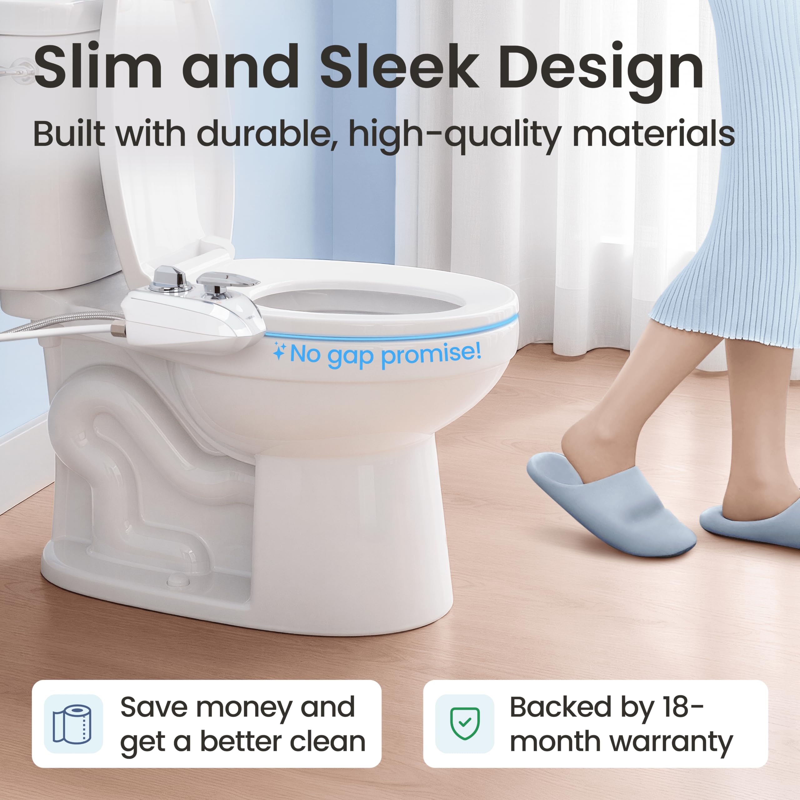 LUXE Bidet NEO 320 Plus - Warm Water, Dual Nozzle, Non-Electric Bidet Attachment for Toilet Seat, Patented Slide-in Install, 360° Self-Clean, EZ-Lift to Clean, Feminine & Rear Wash (Chrome) 🍁 All In One Marketplace Canada