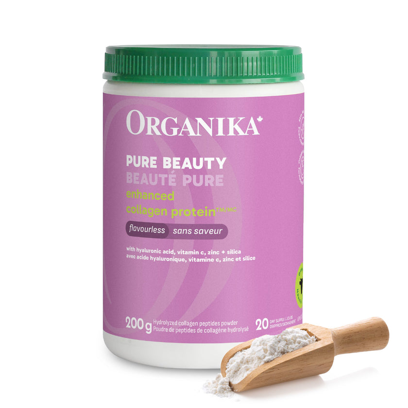 Organika Canadian-Made Enhanced Collagen Pure Beauty - Combination of Collagen, Hyaluronic Acid, Vitamin C, Zinc, and Silica- 200g 🍁 All In One Marketplace Canada