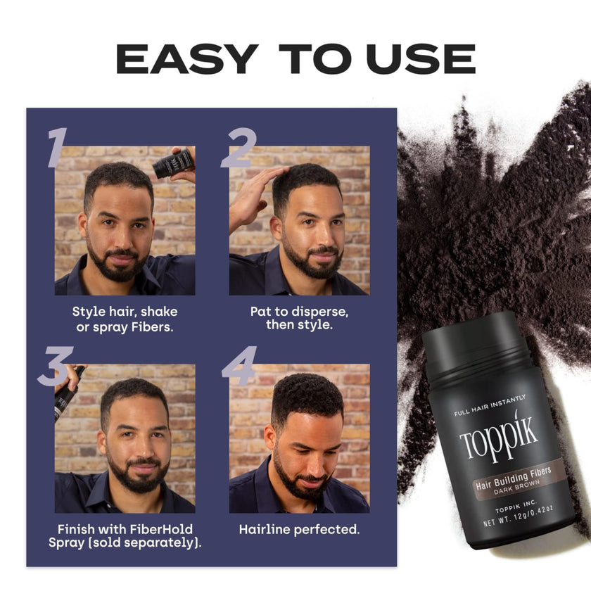 TOPPIK Hair Building Fibers,12 g, Fill In Fine or Thinning Hair, Instantly Thicker Looking, Multiple Shades for Men & Women 🍁 All In One Marketplace Canada