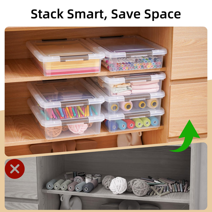 Citylife 3 PCS Plastic Storage Bins with Latching Lids Clear File Box Portable Storage Containers for Organizing A4 Paper, Document, Scrapbook, 14.65
