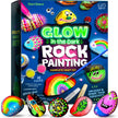 Kids Rock Painting Kit - Glow in The Dark - Arts & Crafts Christmas Gifts for Boys and Girls Ages 4-12 - Craft Activities Kits - Creative Art Toys for 4, 5, 6, 7, 8, 9, 10, 11 & 12 Year Old Kids (Glow In The Dark) 🍁 All In One Marketplace Canada