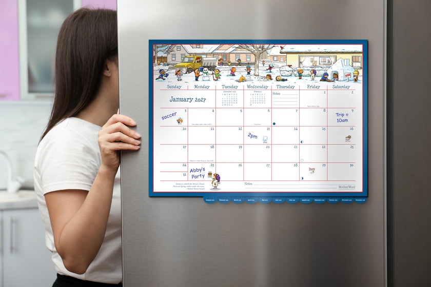 2027 MotherWord Deluxe Magnetic Ultimate Family Calendar and Chore Chart, 16-Month Family Planner, Sept 2026-Dec 2027, English, Large Deluxe Version, 18