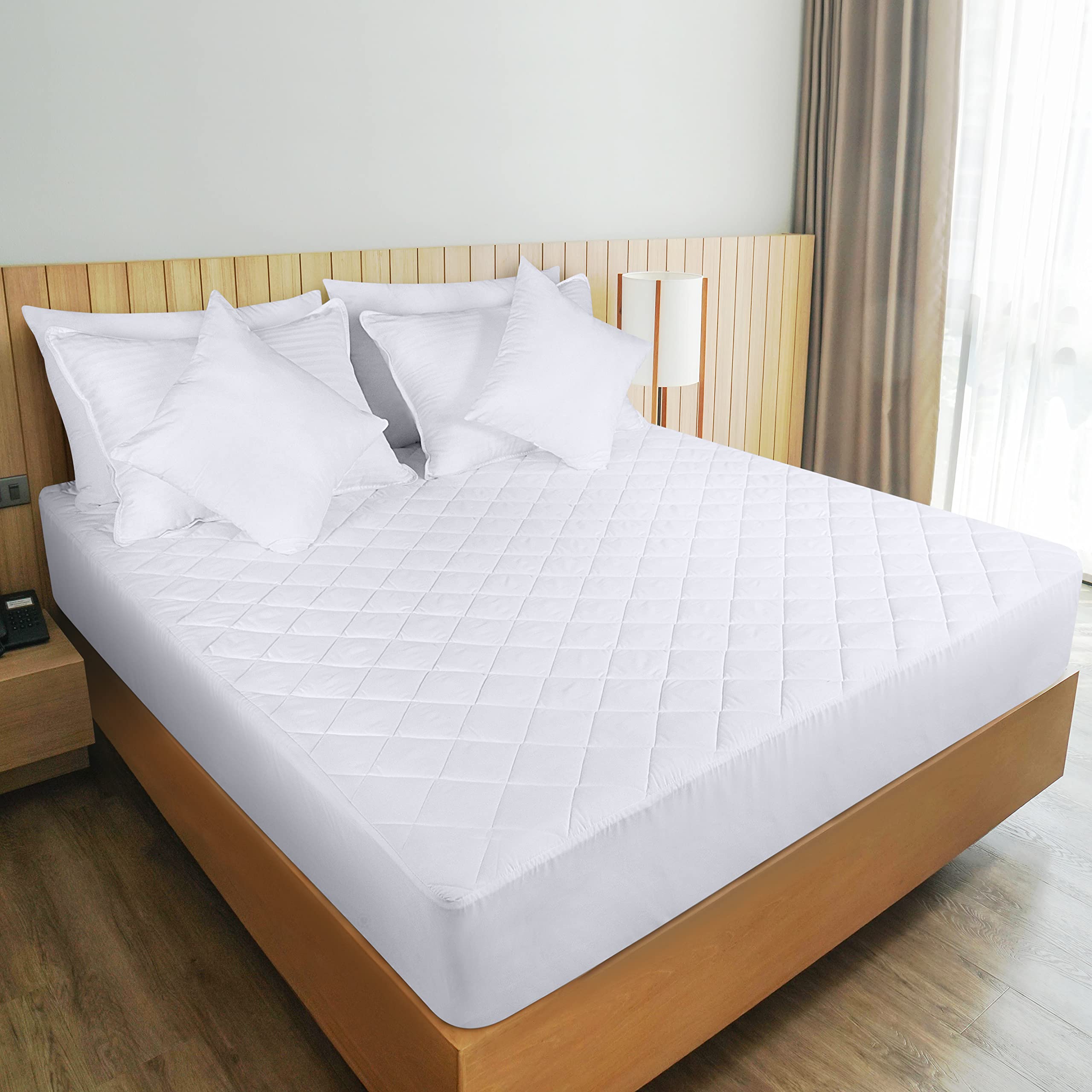Utopia Bedding Quilted Fitted Mattress Pad, King Size, Elastic Fitted Mattress Topper Protector and Cover Stretches up to 16 Inches Deep, Machine Washable (White) 🍁 All In One Marketplace Canada