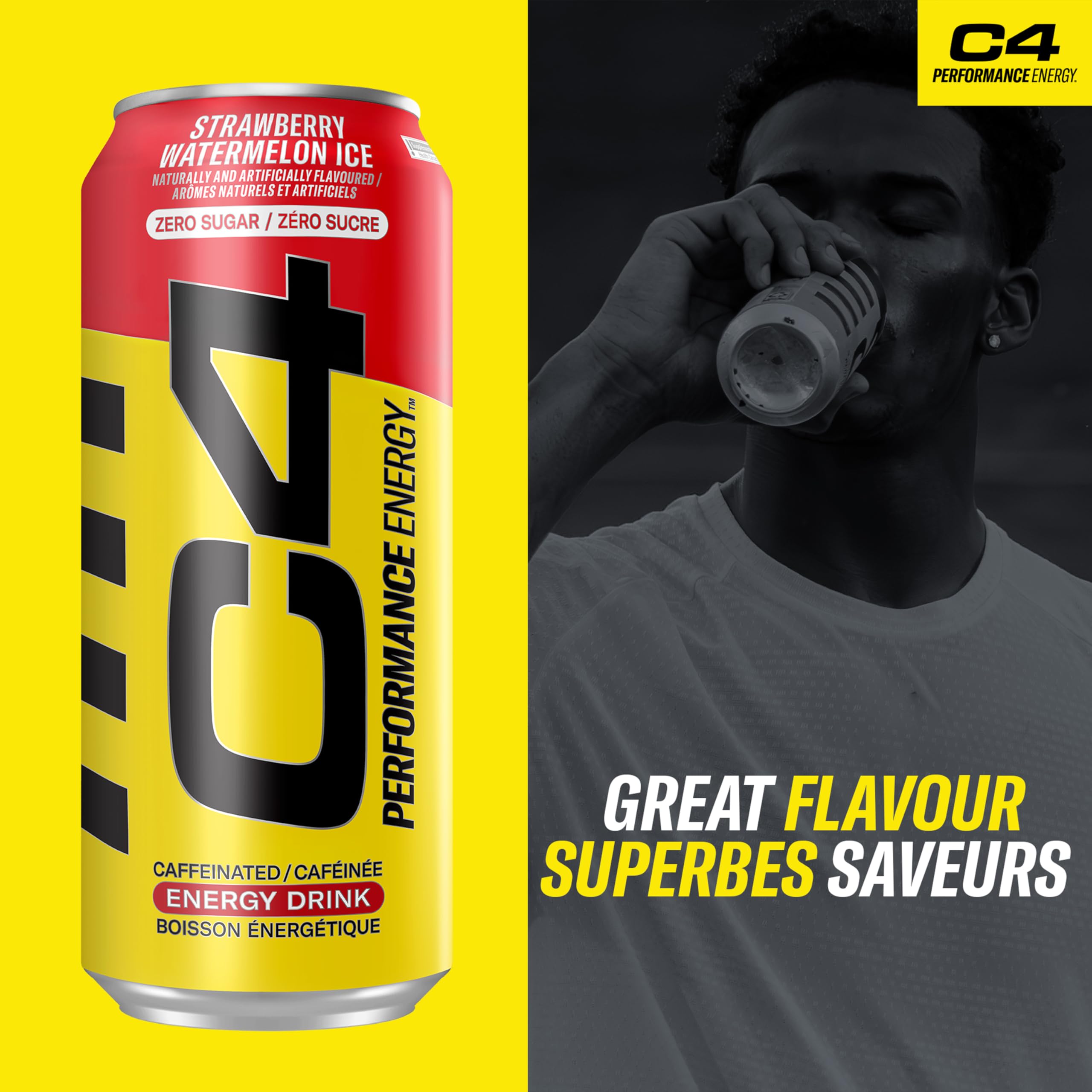 Cellucor C4 Performance Energy Drink, Strawberry Watermelon, Carbonated Sugar Free Drink with no Artificial Colours or Dyes, 473mL, 12 count 🍁 All In One Marketplace Canada