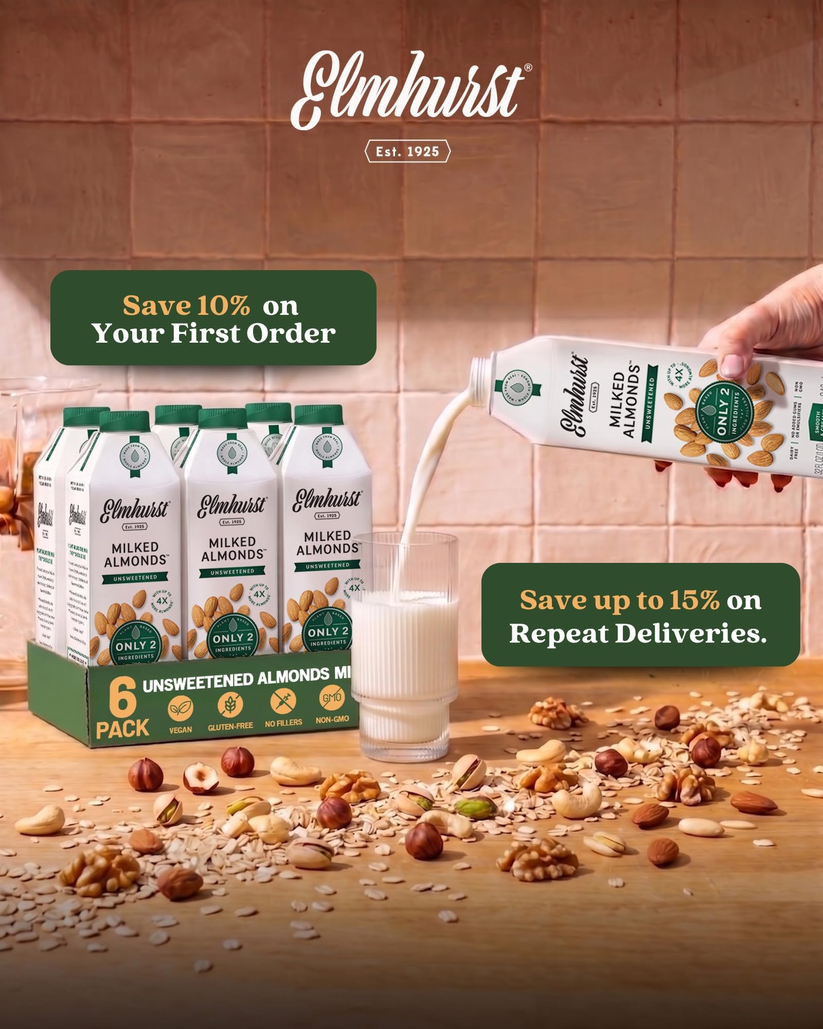 Elmhurst Unsweetened Almond Milk 6x946 ML 🍁 All In One Marketplace Canada