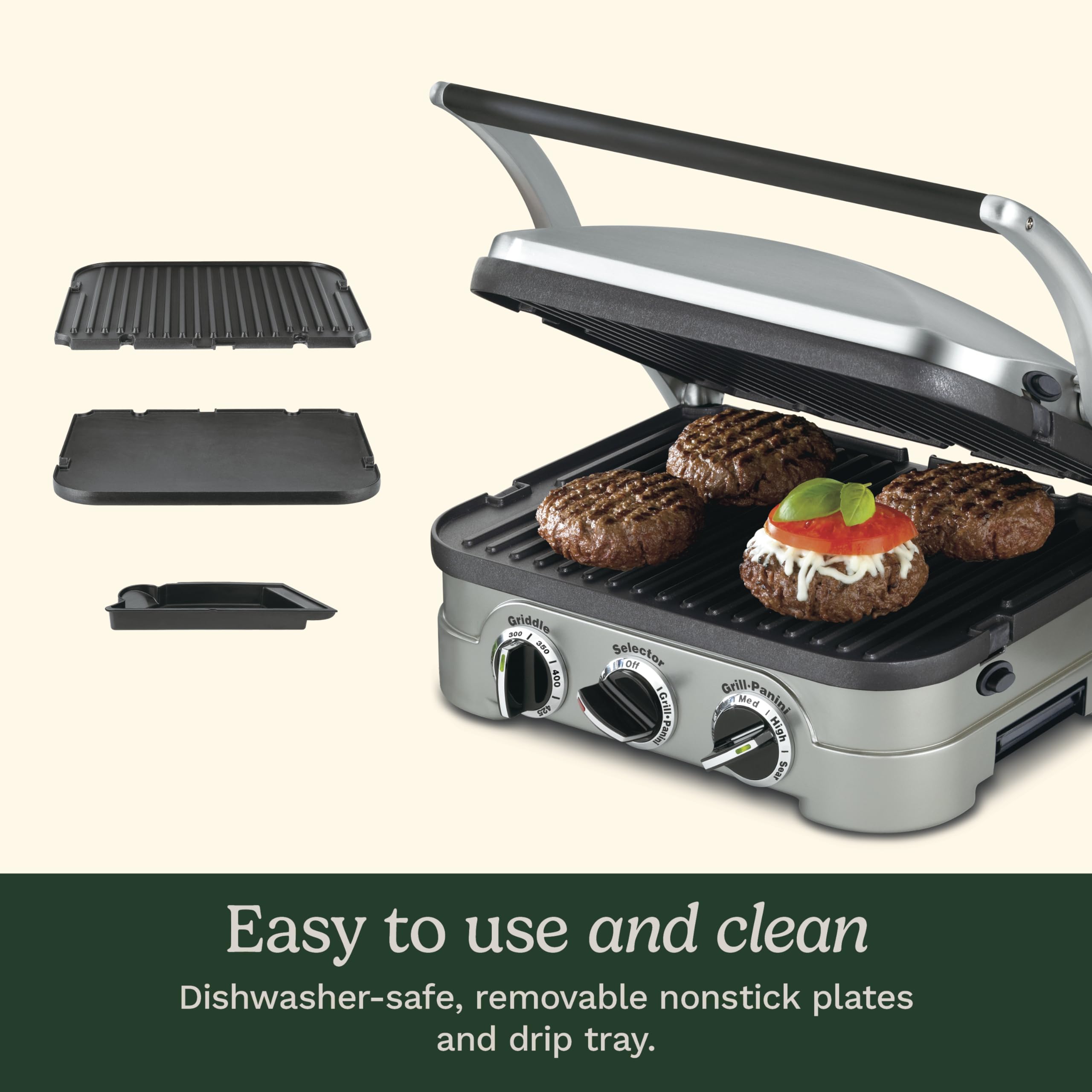 Cuisinart 5-in-1 Griddler with Reversible Nonstick Grill and Griddle Plates, Silver (CGR-4NEC) 🍁 All In One Marketplace Canada