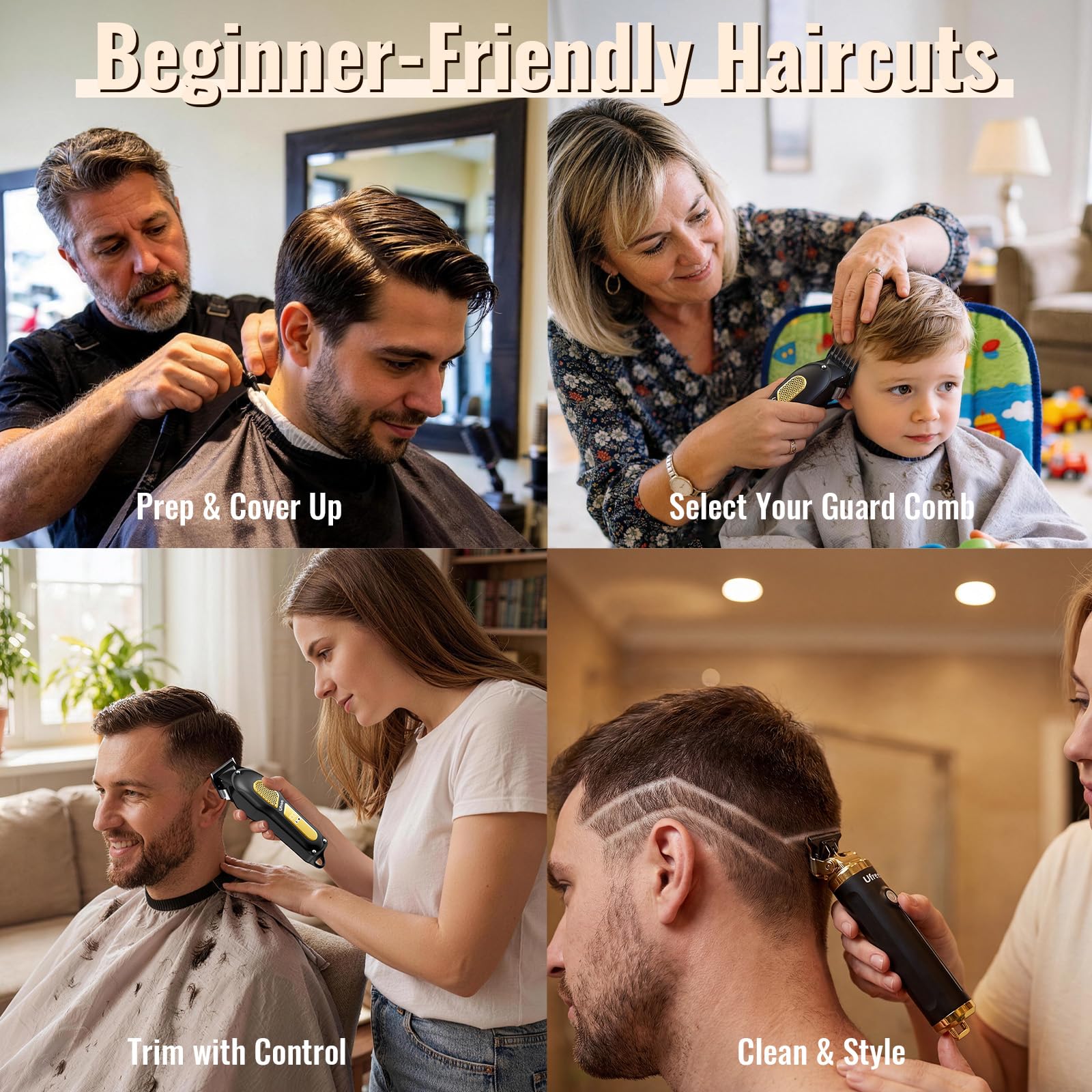 Ufree Hair Clippers for Men, Clippers and Trimmers Set, Cordless Barber Clippers, Grooming Kit, Gifts for Men 🍁 All In One Marketplace Canada
