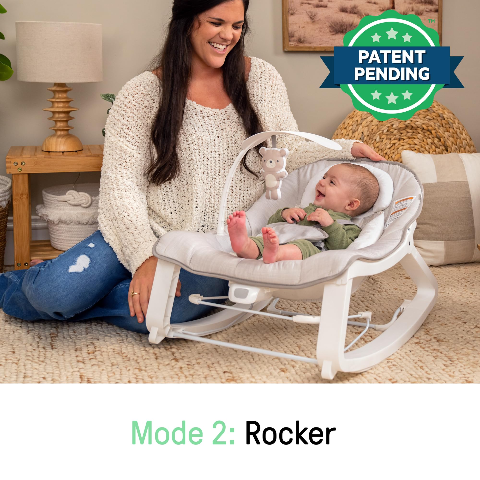 Ingenuity Keep Cozy 3-in-1 Grow with Me Vibrating Baby Bouncer Seat & Infant to Toddler Rocker, Vibrations & Toy Bar, 0-30 Months Up to 40 lbs - Linden 🍁 All In One Marketplace Canada