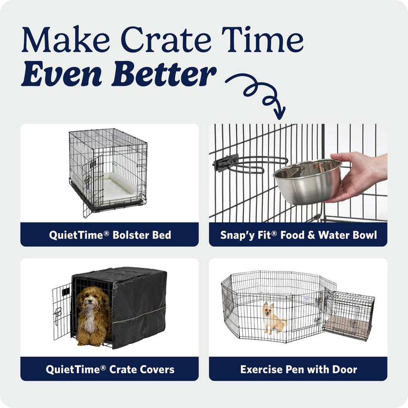 MidWest Homes for Pets 22-Inch iCrate for Extra-Small Breeds, Up to 15 lbs, Single Door Folding Dog Crate with Divider Panel, Leak-Proof Tray & Secure Latch, Portable, Durable & Easy to Assemble 🍁 All In One Marketplace Canada