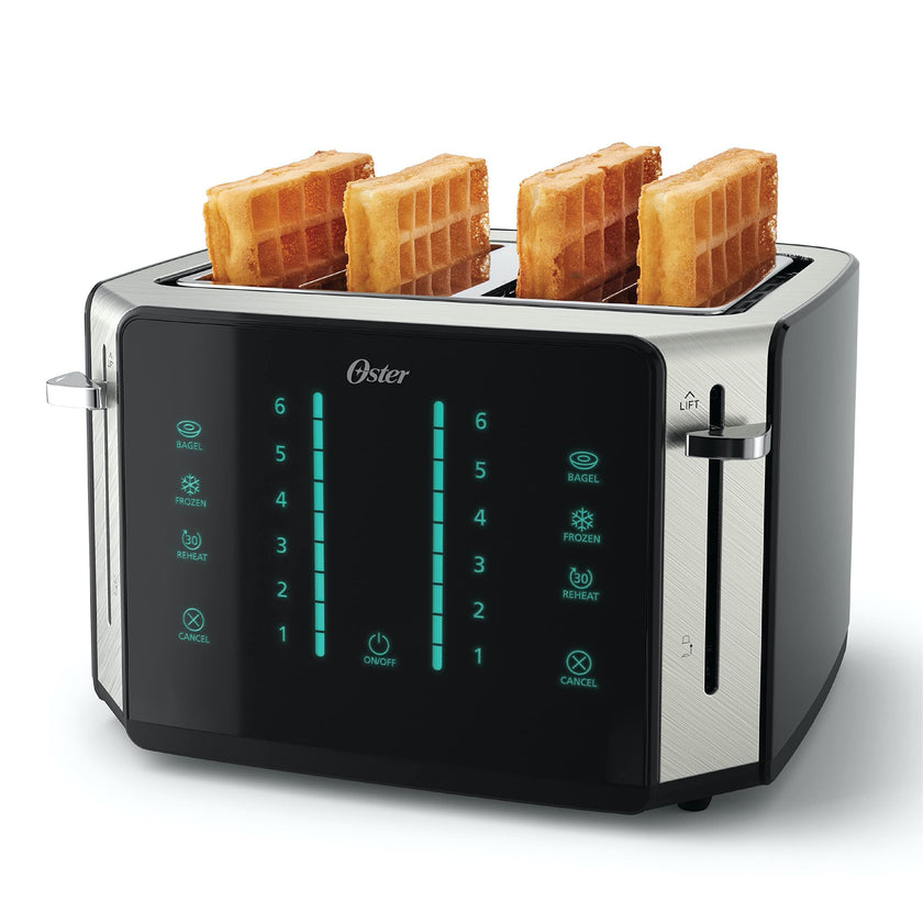 Oster 4-Slice Toaster, Touch Screen with 6 Shade Settings and Digital Timer, Black/Stainless Steel 🍁 All In One Marketplace Canada
