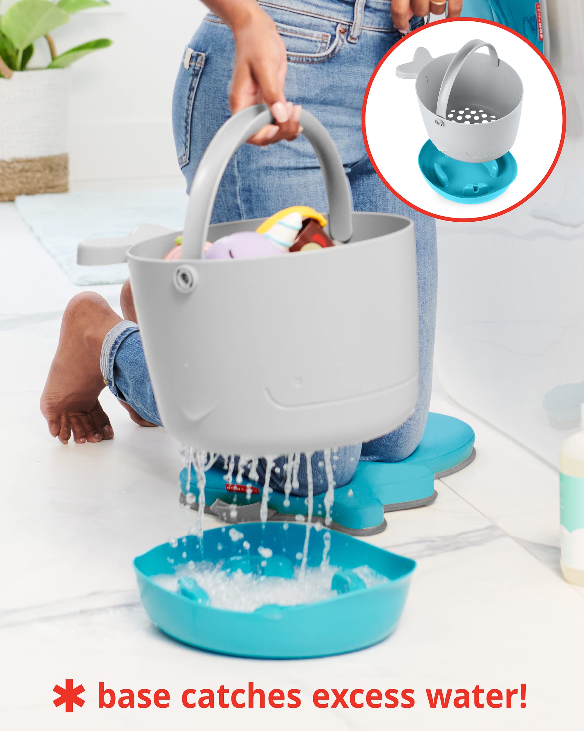 Skip Hop Bath Toy Storage, Moby Stowaway Bucket, Grey 🍁 All In One Marketplace Canada