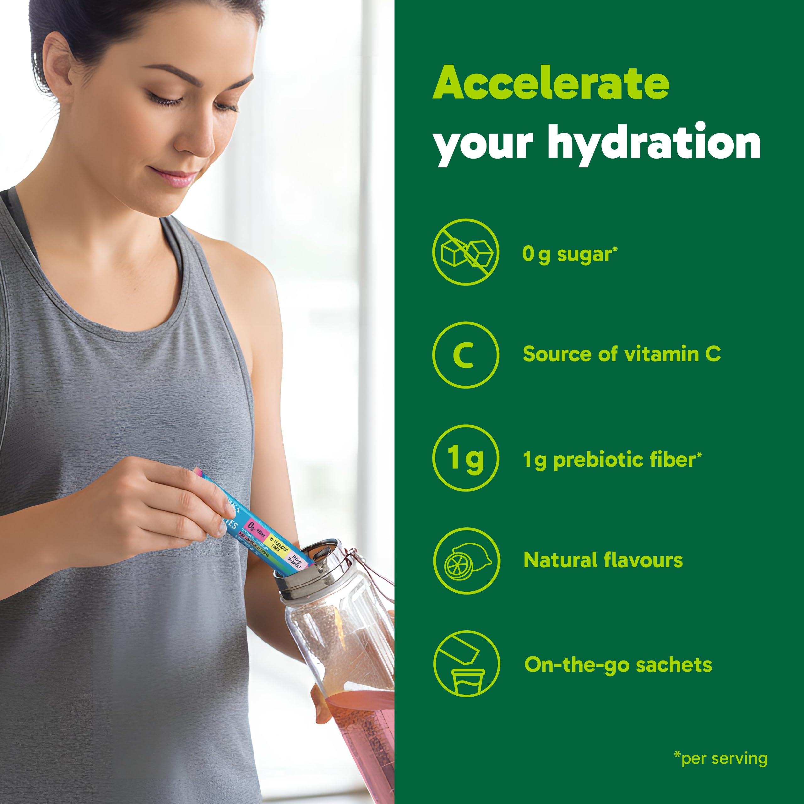 Organika Canadian-Made Electrolytes Powder with Vitamin C & Prebiotic Fibre - Sugar-Free Hydration Drink Mix - Pink Lemonade - 20 Single-Serve Sachets x 3.5g 🍁 All In One Marketplace Canada