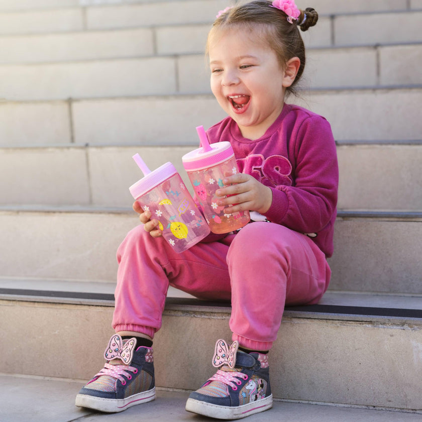 Zak Designs Toddler Cups for Travel or at Home, 15oz 2-Pack Durable Plastic Sippy Cups with Leak-Proof Design is Perfect for Kids (Sweet Berry, Lemon Zest) 🍁 All In One Marketplace Canada