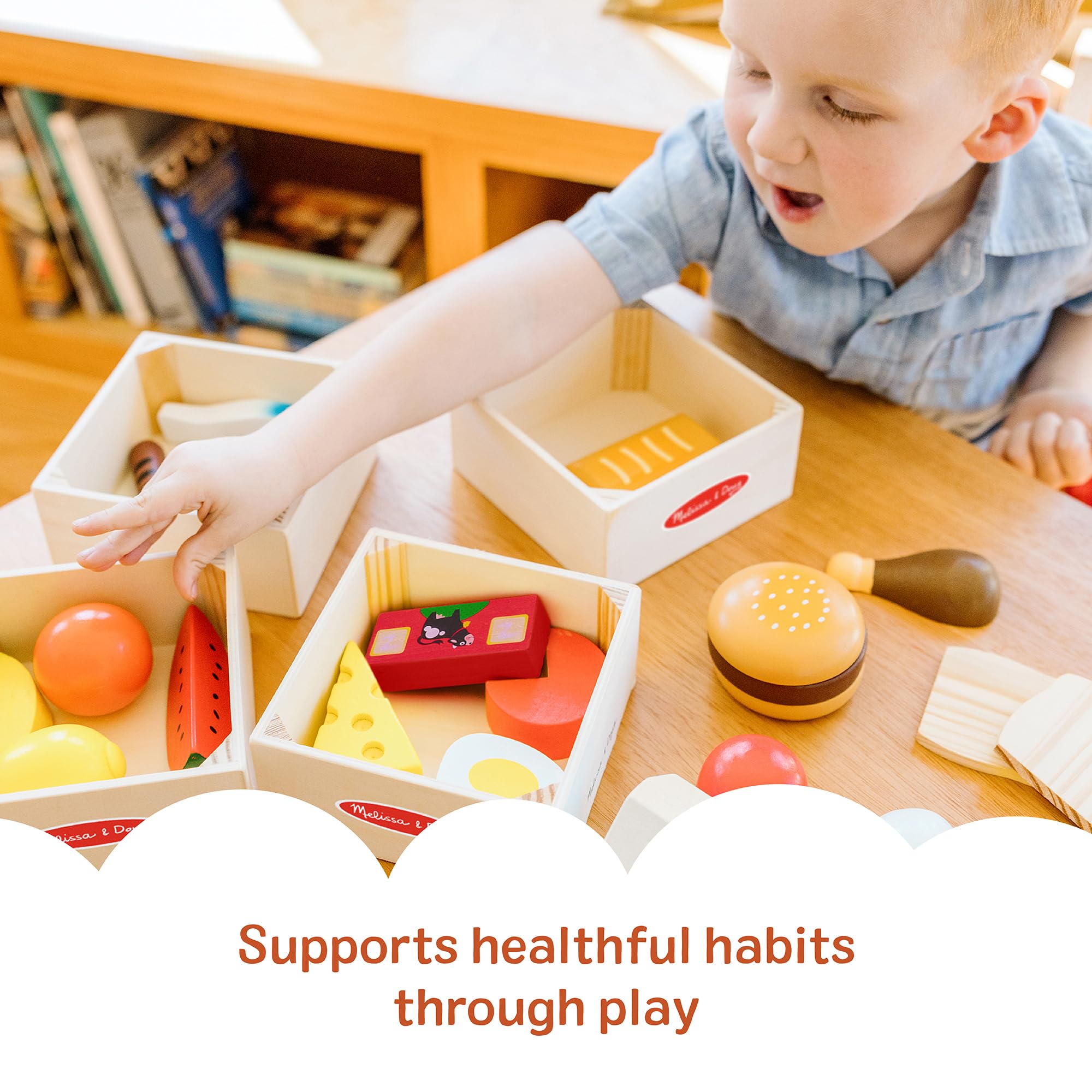 Melissa & Doug Food Groups, 21-Piece Wooden Toys Set of Pretend Play Food & Kids Play Kitchen Accessories, Preschool Toys for Girls & Boys Ages 3+ 🍁 All In One Marketplace Canada