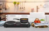 Elite Gourmet EDB-302BF Countertop Double Cast Iron Burner, 1500 Watts Electric Hot Plate, Temperature Controls, Power Indicator Lights, Easy to Clean, Black 🍁 All In One Marketplace Canada