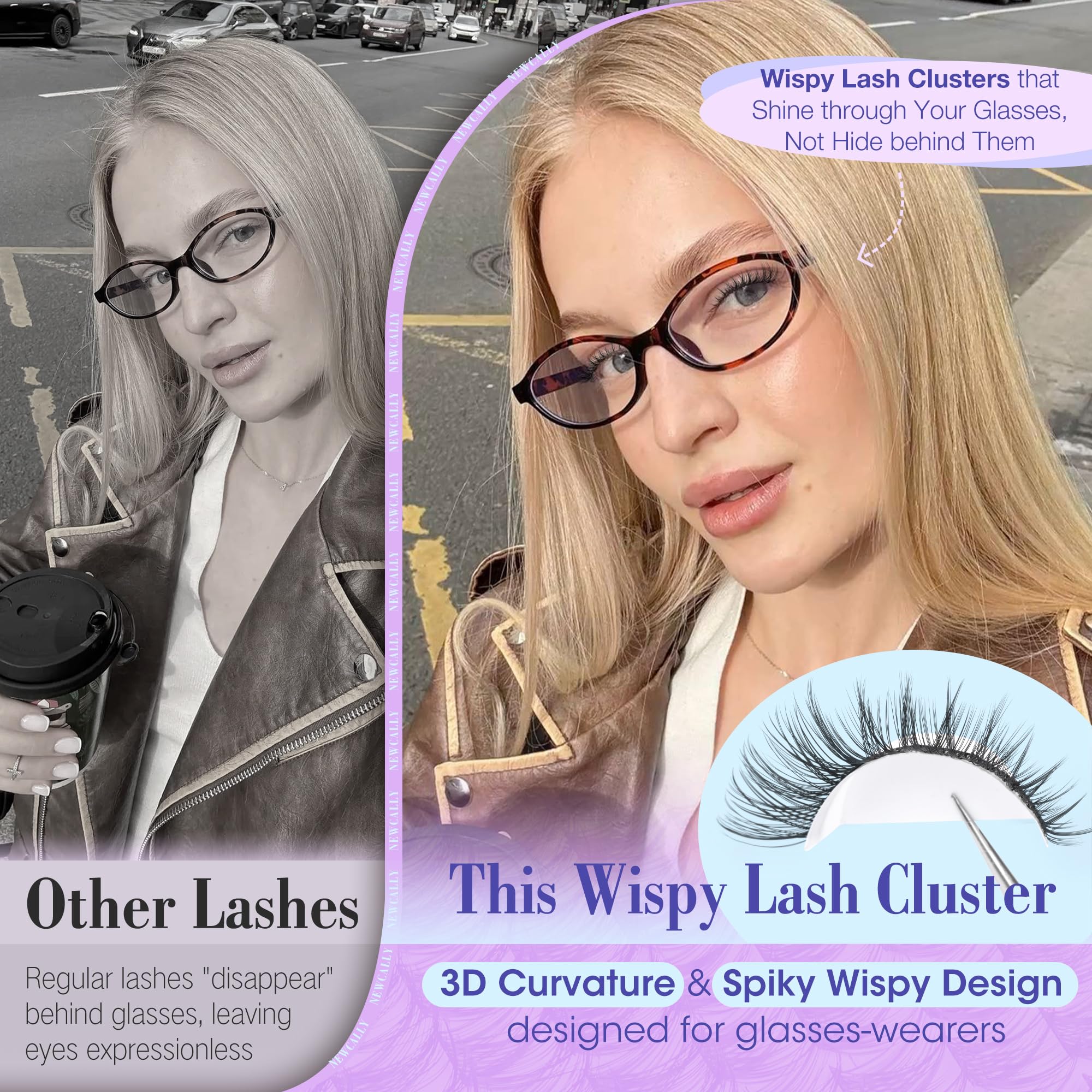 Lash Clusters Kit Wispy Natural Cluster Eyelash Extension Kit DIY Lash Extension Kit C Curl 10-16MM Eyelash Clusters Volume Individual Lashes Kit by Newcally 🍁 All In One Marketplace Canada