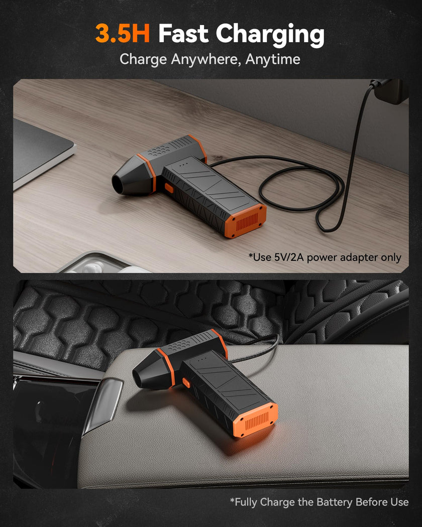 WOLFBOX MegaFlow 50 Compressed Air Duster-110000RPM Super Power Cordless Air Duster, 3-Gear Adjustable Mini Blower with Rechargeable Battery, Dust Blower for Computer, Keyboard, House, Outdoor and Car 🍁 All In One Marketplace Canada