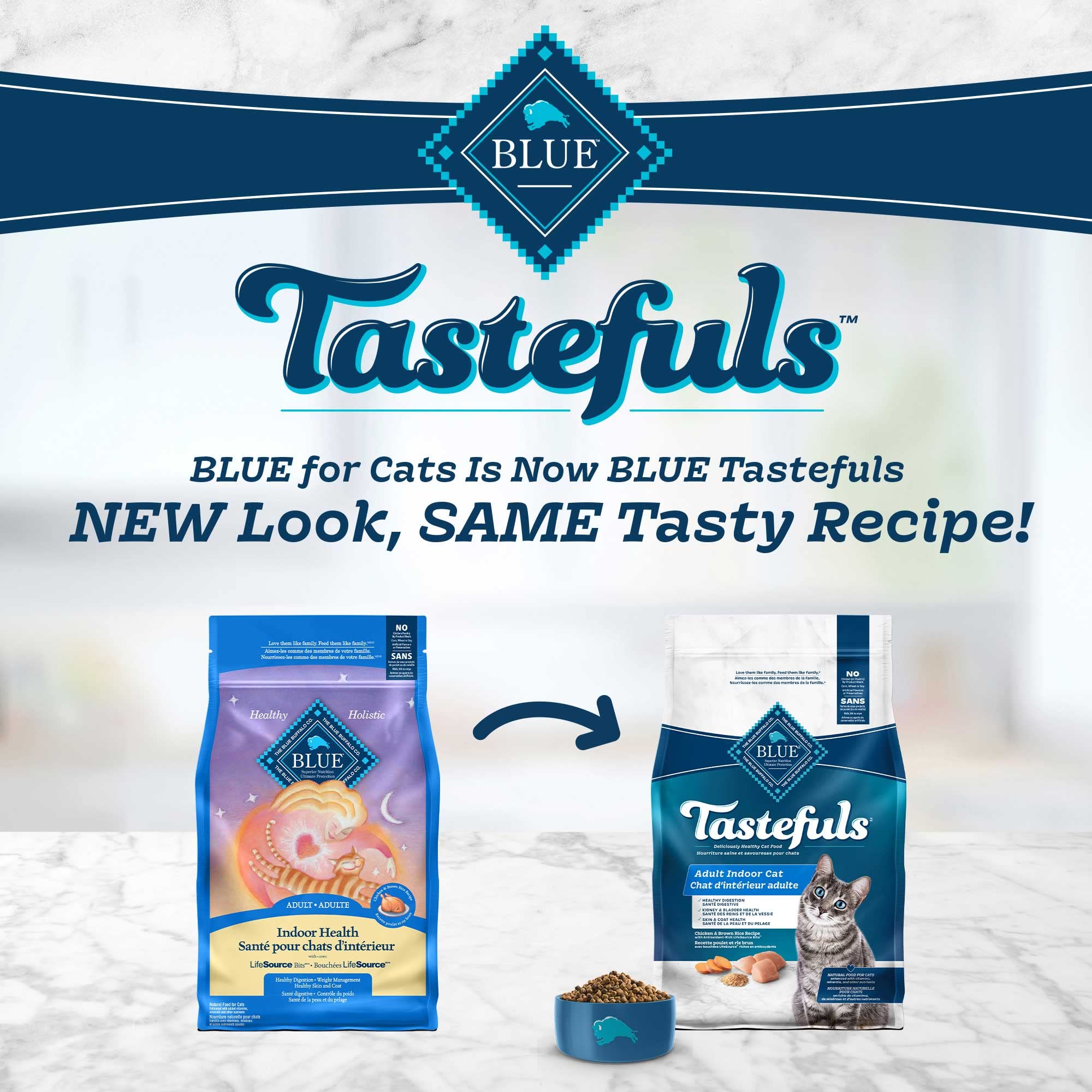 Blue Buffalo Tastefuls Chicken & Brown Rice Recipe Dry Indoor Cat Food for Adult Cats, Real Chicken First, Deliciously Healthy Natural Cat Food, Supports Digestive Care and Coat Health, 7 lbs. 🍁 All In One Marketplace Canada