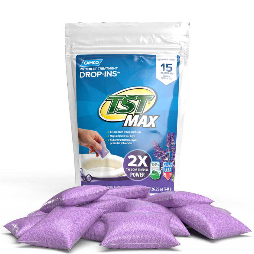 Camco TST Ultra-Concentrated Lavender Scent RV Toilet Treatment Drop-Ins, Formaldehyde Free, Breaks Down Waste And Tissue, Septic Tank Safe, Treats up to 15 - 40 Gallon Holding Tanks (15-Pack) 🍁 All In One Marketplace Canada