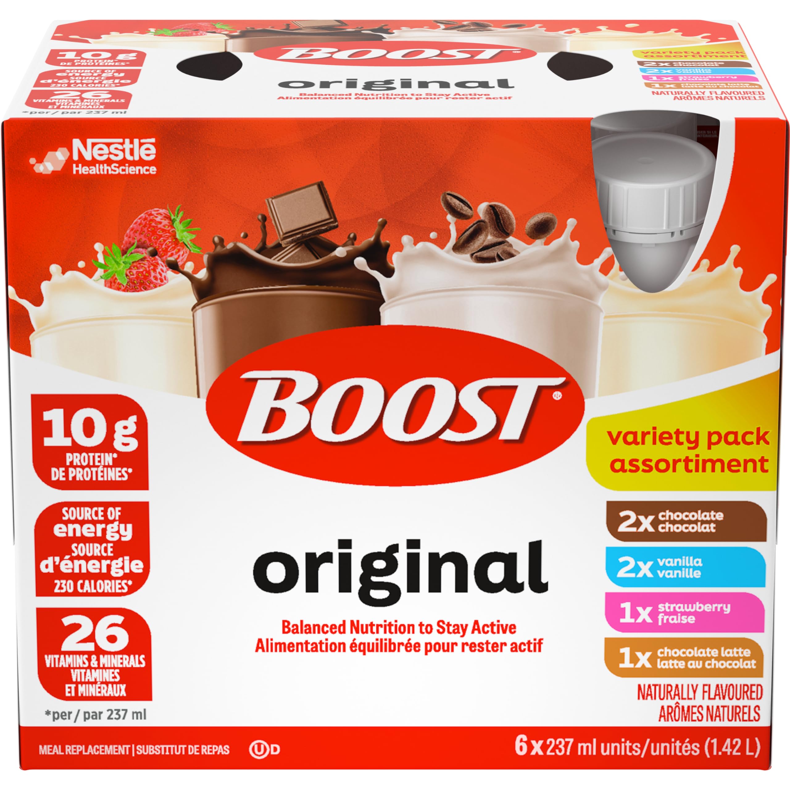 BOOST Original Meal Replacement Drink, 6x237ml Variety Pack, Case Pack of 4, Packaging May Vary 🍁 All In One Marketplace Canada