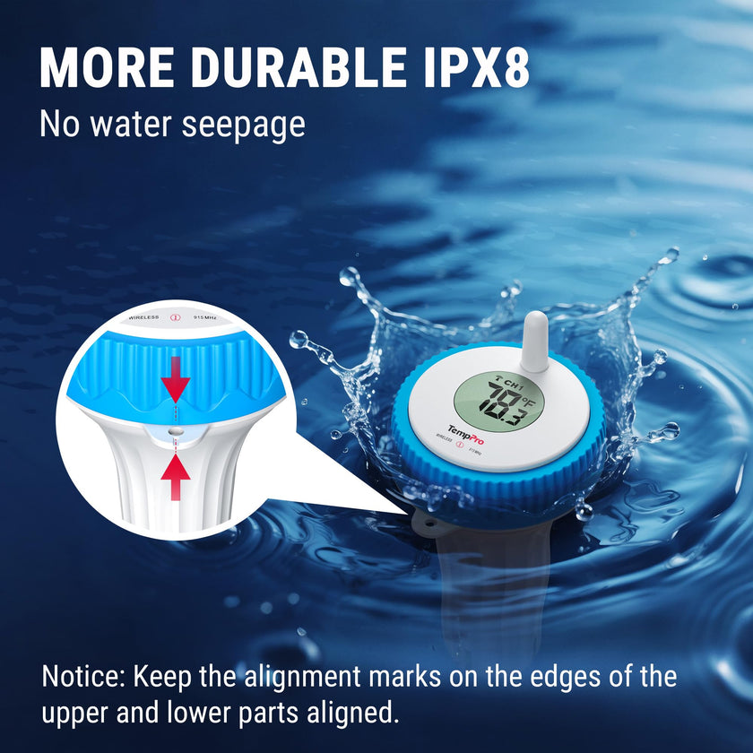 TempPro Waterproof Wireless Pool Thermometer Easy Read, Digital Pool Thermometer Floating for Swimming Pool, Hot Tub, Cold Plunge, Pond, Upgraded IPX8 Water Temperature Monitor (Previously ThermoPro) 🍁 All In One Marketplace Canada