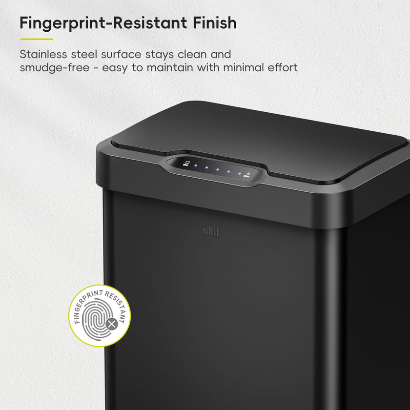 EKO Mirage-T 50 Liter / 13.2 Gallon Touchless Rectangular Motion Sensor Trash Can, Brushed Stainless Steel Finish 🍁 All In One Marketplace Canada